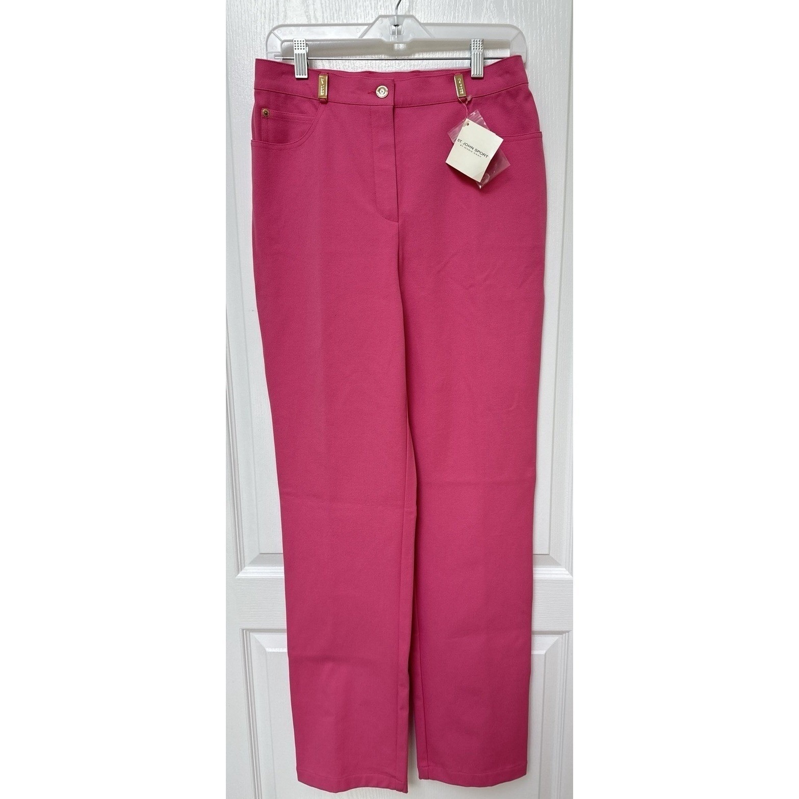 $175 Nwt Vtg St John Pants Womens Size 8 Hot Pink Straight Leg